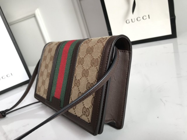 Gucci經典款女包 409439 古馳vintage百搭小挎包 Gucci經典紅綠織帶單肩包  gqy3826